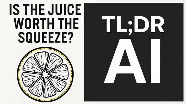 Covers of ebooks written by Si Cobb. "Is Juice Worth The Squeeze?" with its distinctive pop art slice of lemon and "the TL;DR: Guide to AI" - monochrome, text-only